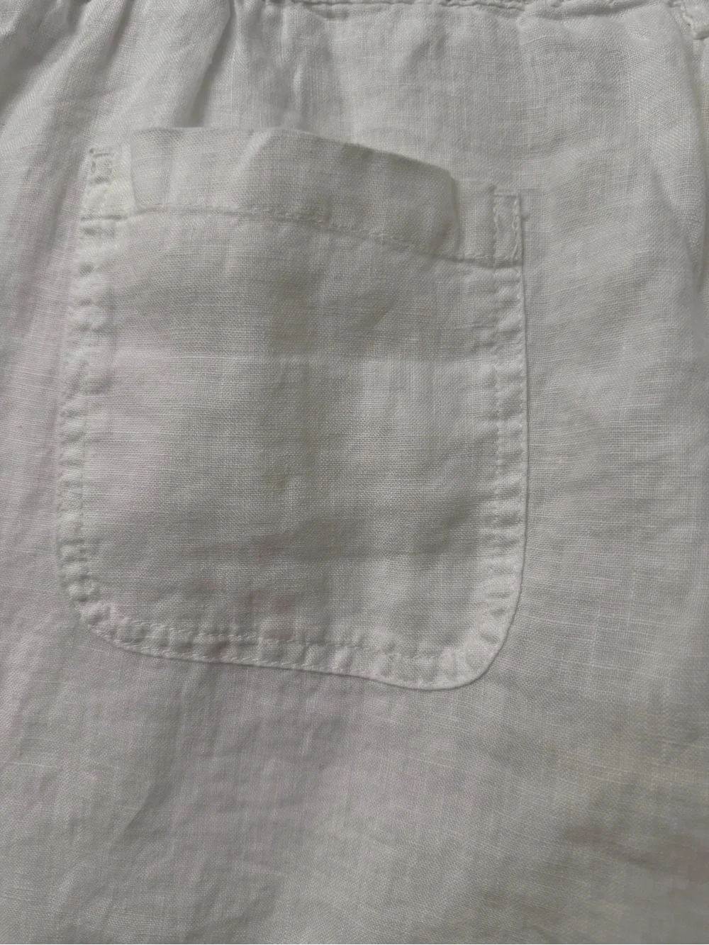 Quince 100% European Linen Pants White Cropped  Elastic-Waist Pockets Size M
